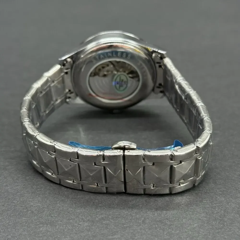 AIMANA Automatic Mechanical Watch Black Open Heart Dial Exhibition Caseback